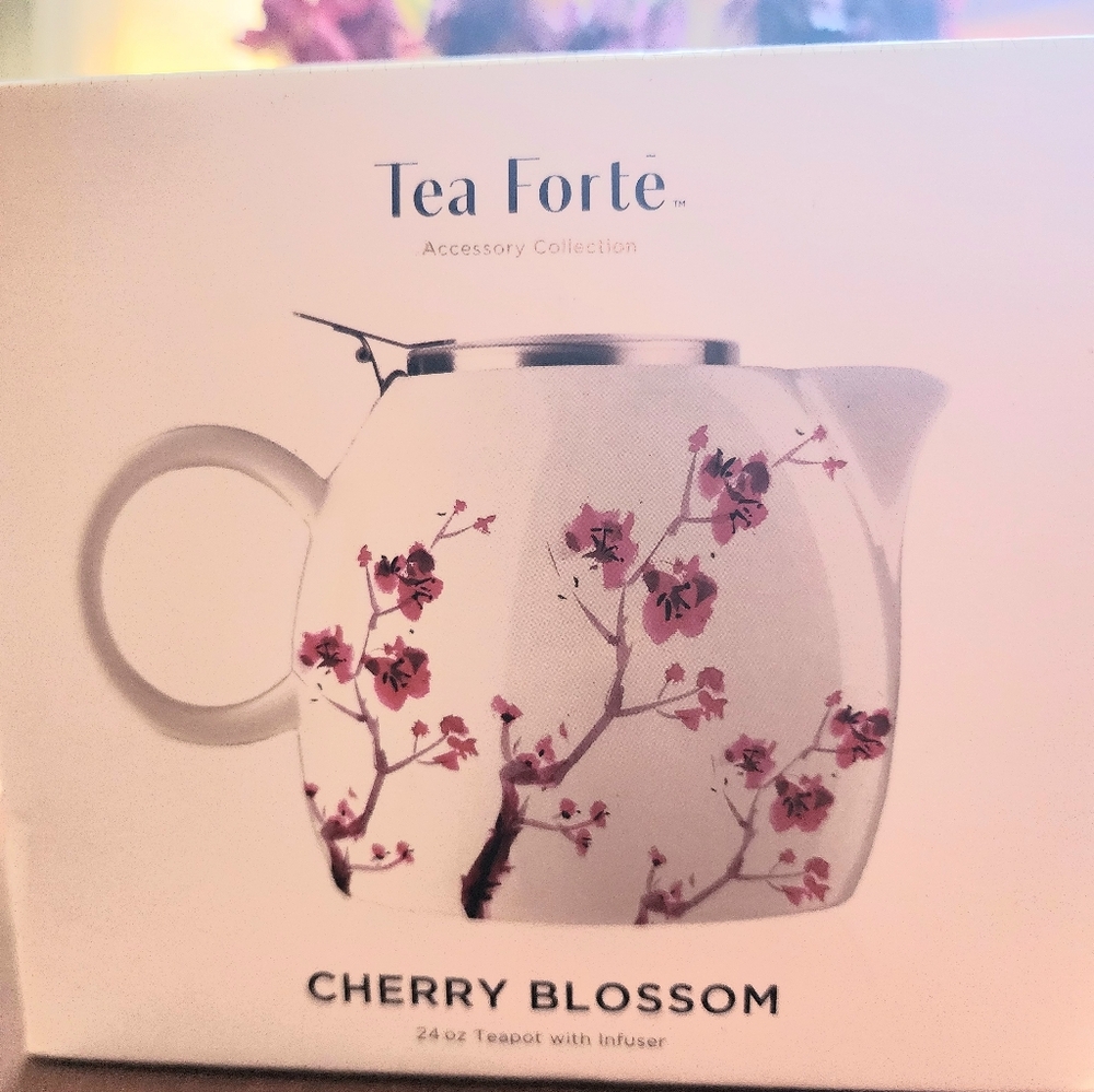 Tea Forté Cherry Blossom Personal Teapot with Built-in Tea Filter - NIB!
